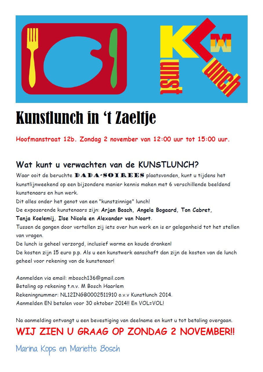 2 november Kunstlunch in ’t Zaeltje