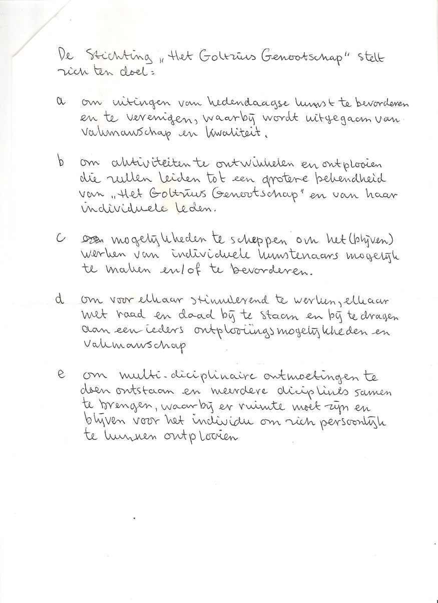 Het Goltzius Genootschap stelt zich ten doel