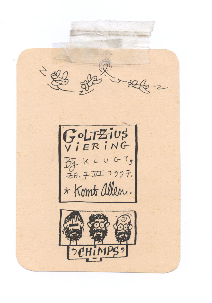 Uitnodiging  Goltzius Viering bij Peter van der Klugt