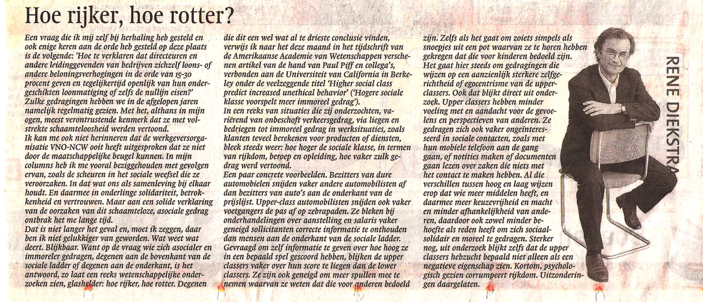 Hoe rijker hoe rotter?