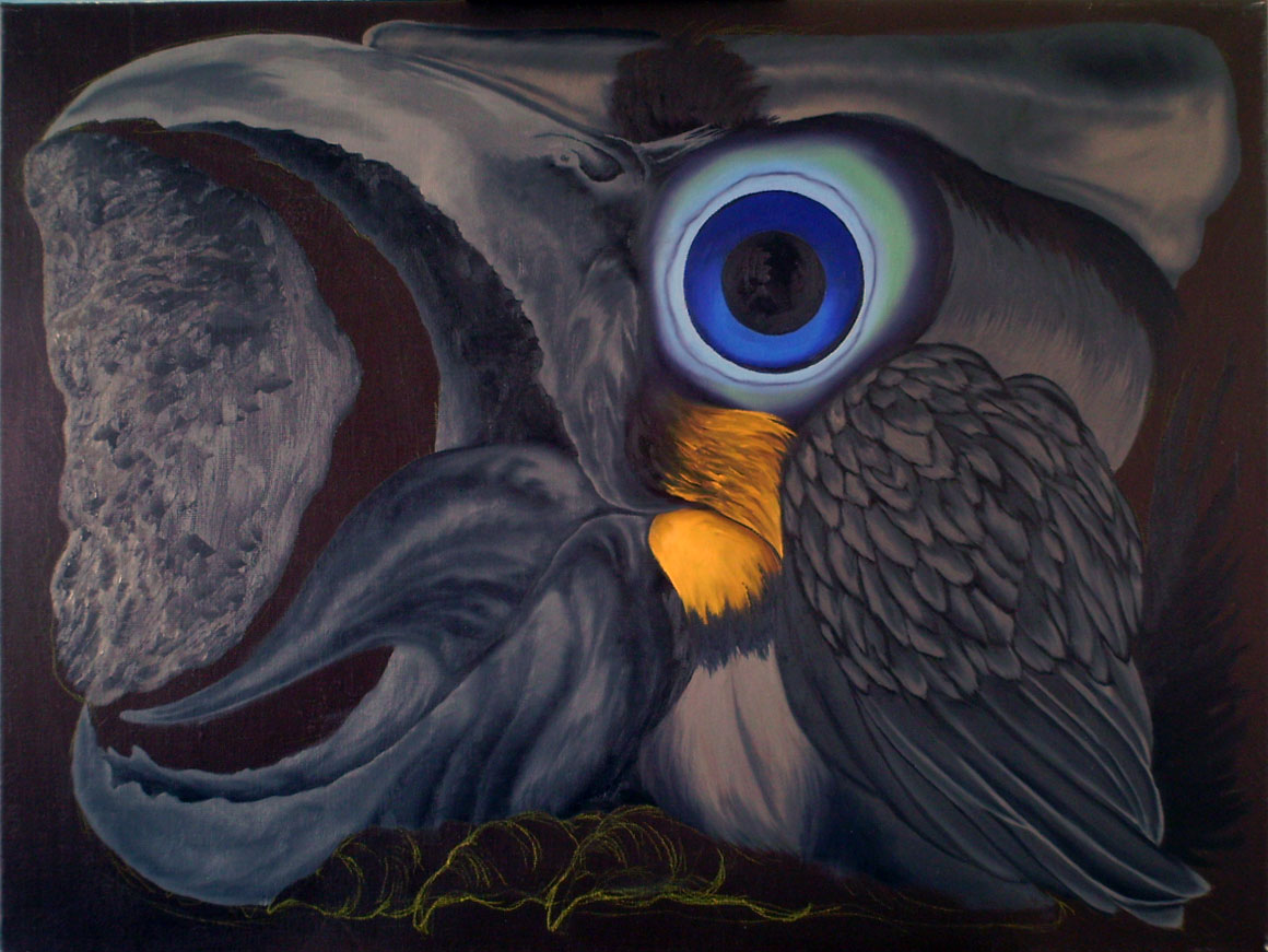 Voortgang eerste opzet vogel met steen